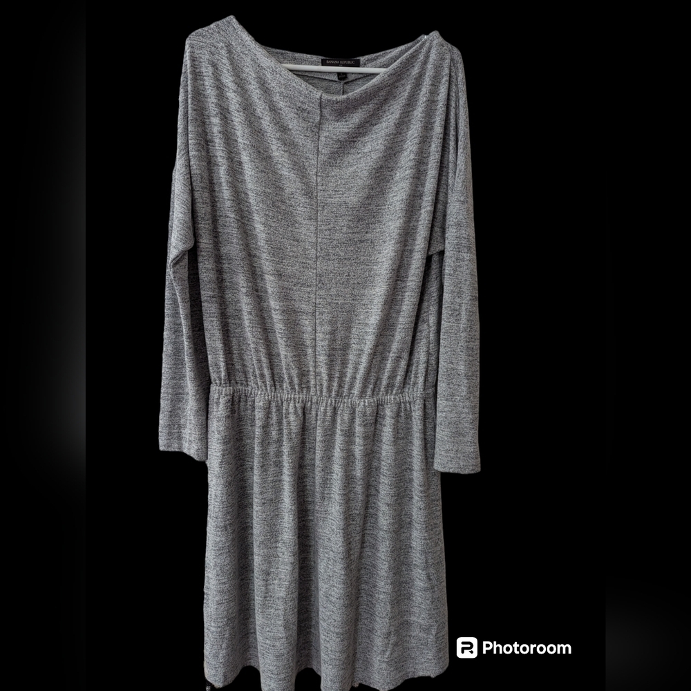 🩶 Banana Republic Dress size L sweatshirt grey lined skirt drop wa…